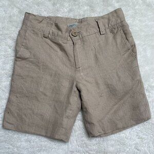 Pili Carrera Kid's Brown Tan 100% Linen Chino Shorts Size 3